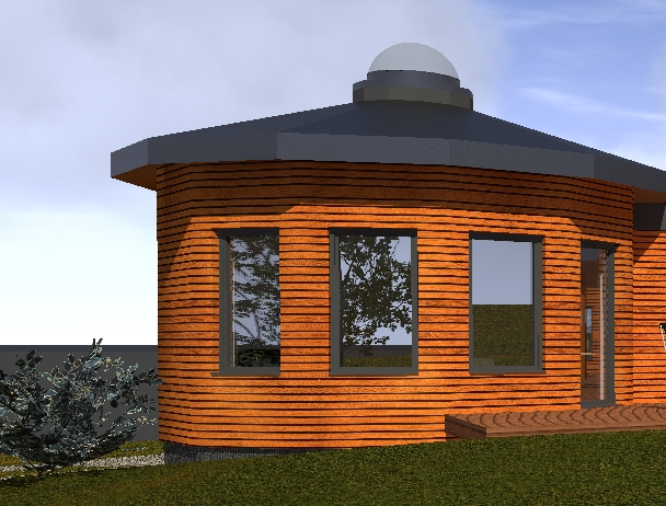 kruhový dům, kruhová dřevostavba na klíč, moderní jurta k bydlení
